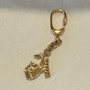 Salvatore Ferragamo gold tone Shoe Key chain with Red Gift Box
